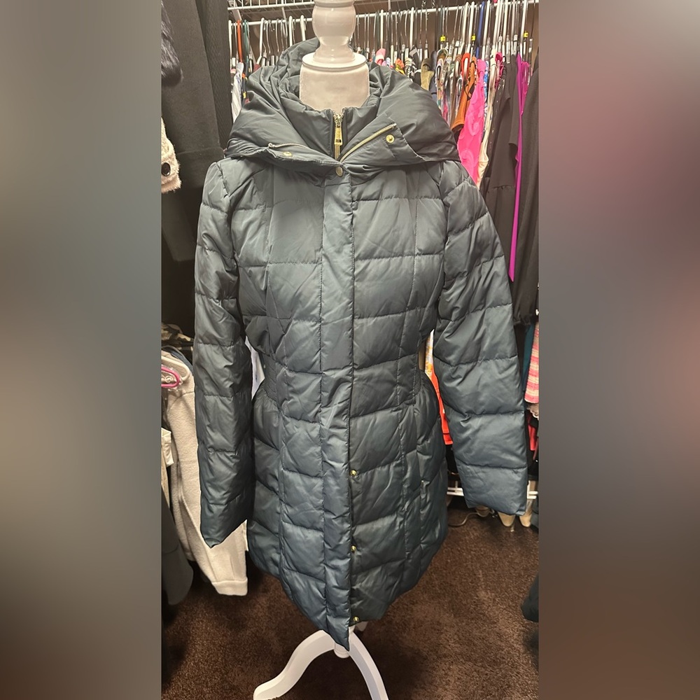 Cole Haan Signature Hooded Puffer Down & Feather Coat Size Medium